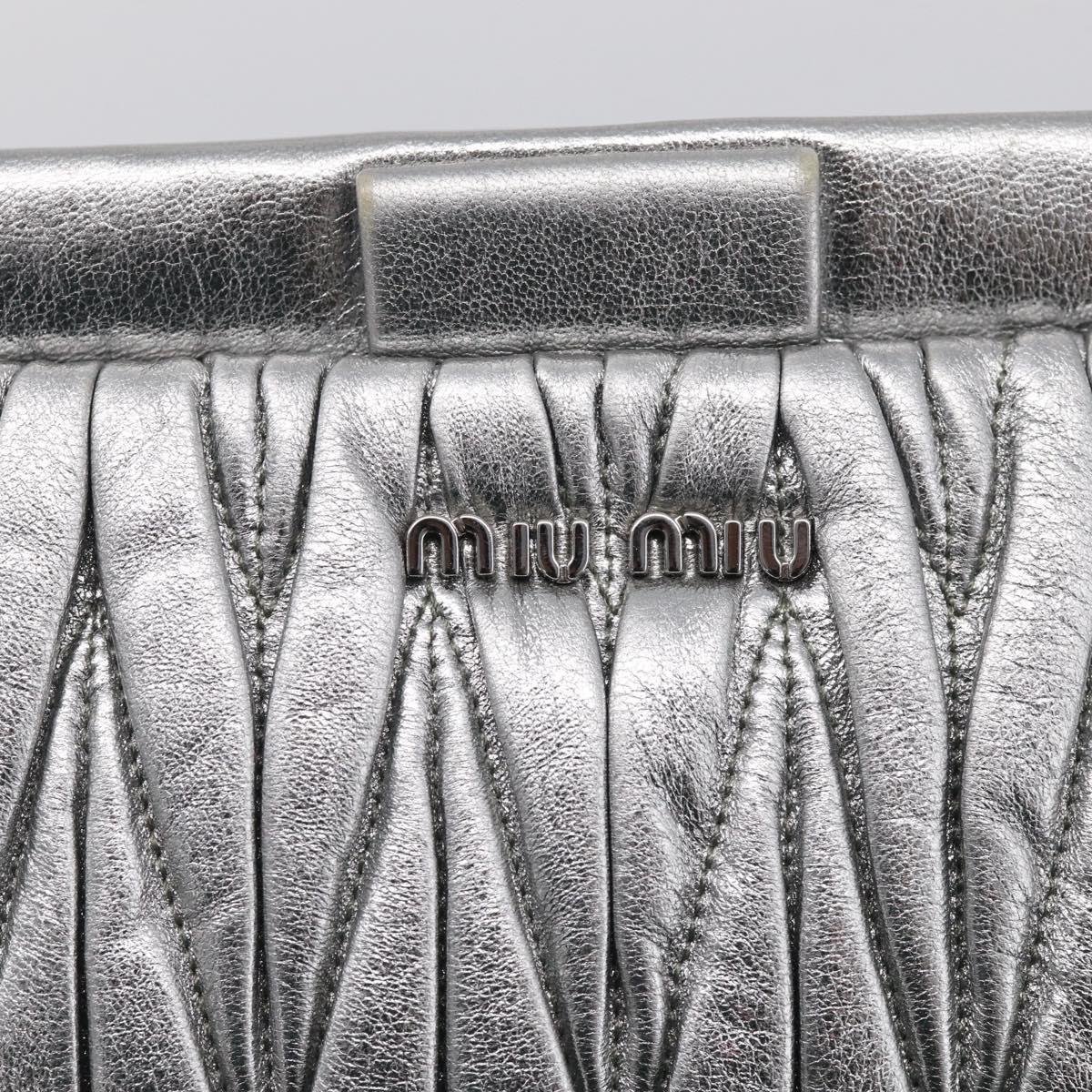 Miu Miu Matelasse Shoulder Bag Leather Silver Auth 212499V