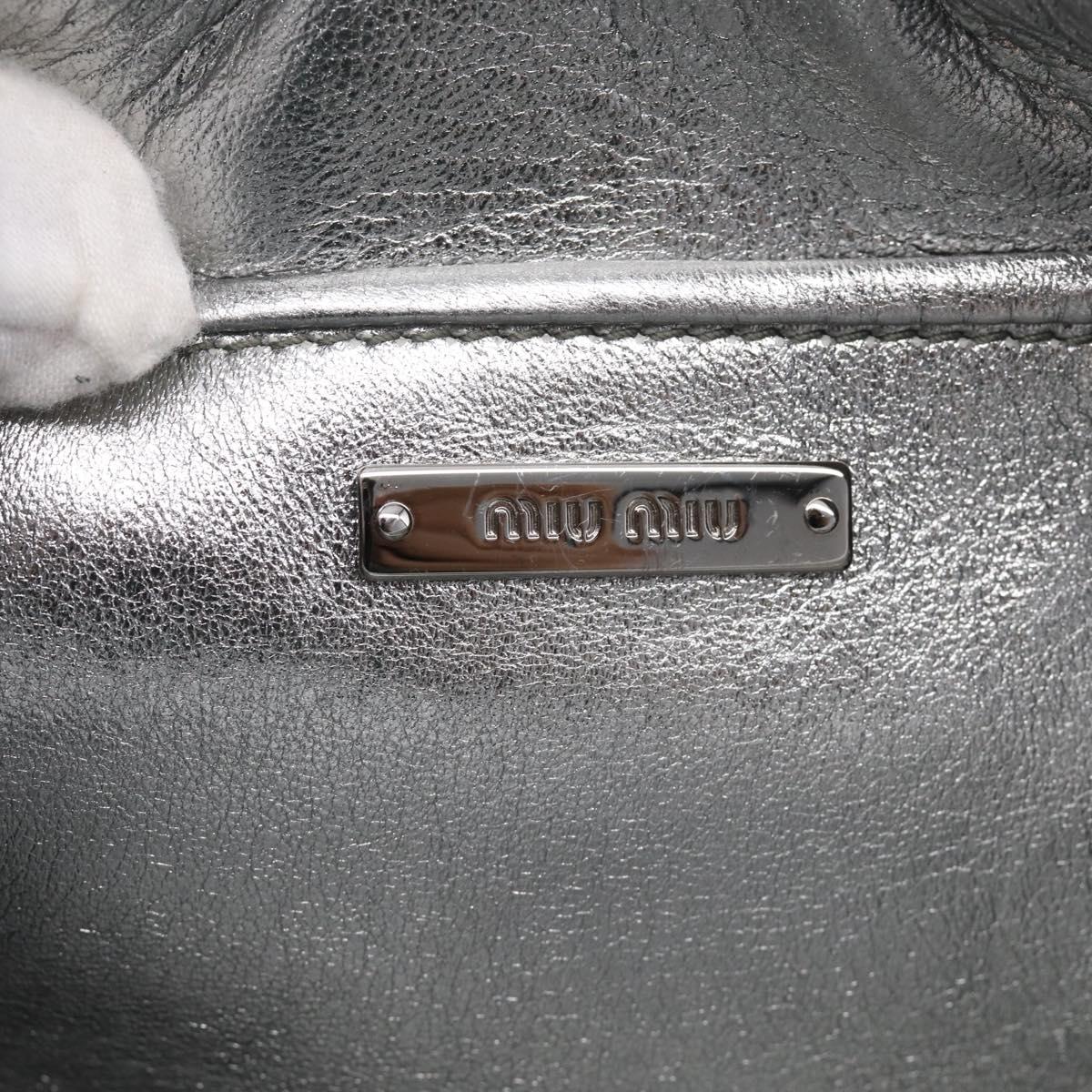 Miu Miu Matelasse Shoulder Bag Leather Silver Auth 212499V
