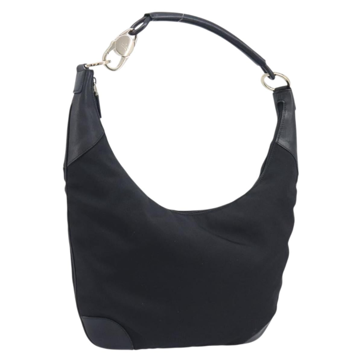 GUCCI Shoulder Bag Nylon Black Gold 001 4157 Auth 212507