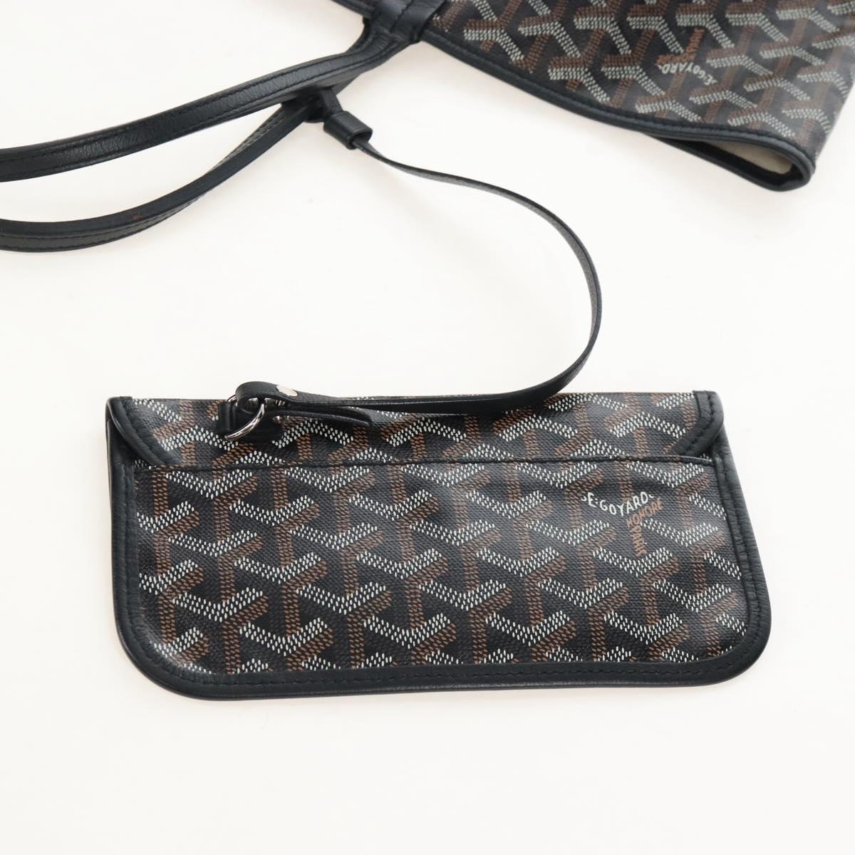 Goyard Herringbone Saint Louis PM Tote Bag PVC Black Auth 212594V