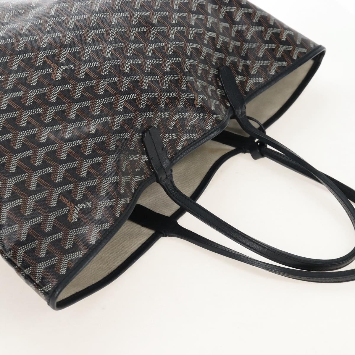 Goyard Herringbone Saint Louis PM Tote Bag PVC Black Auth 212594V