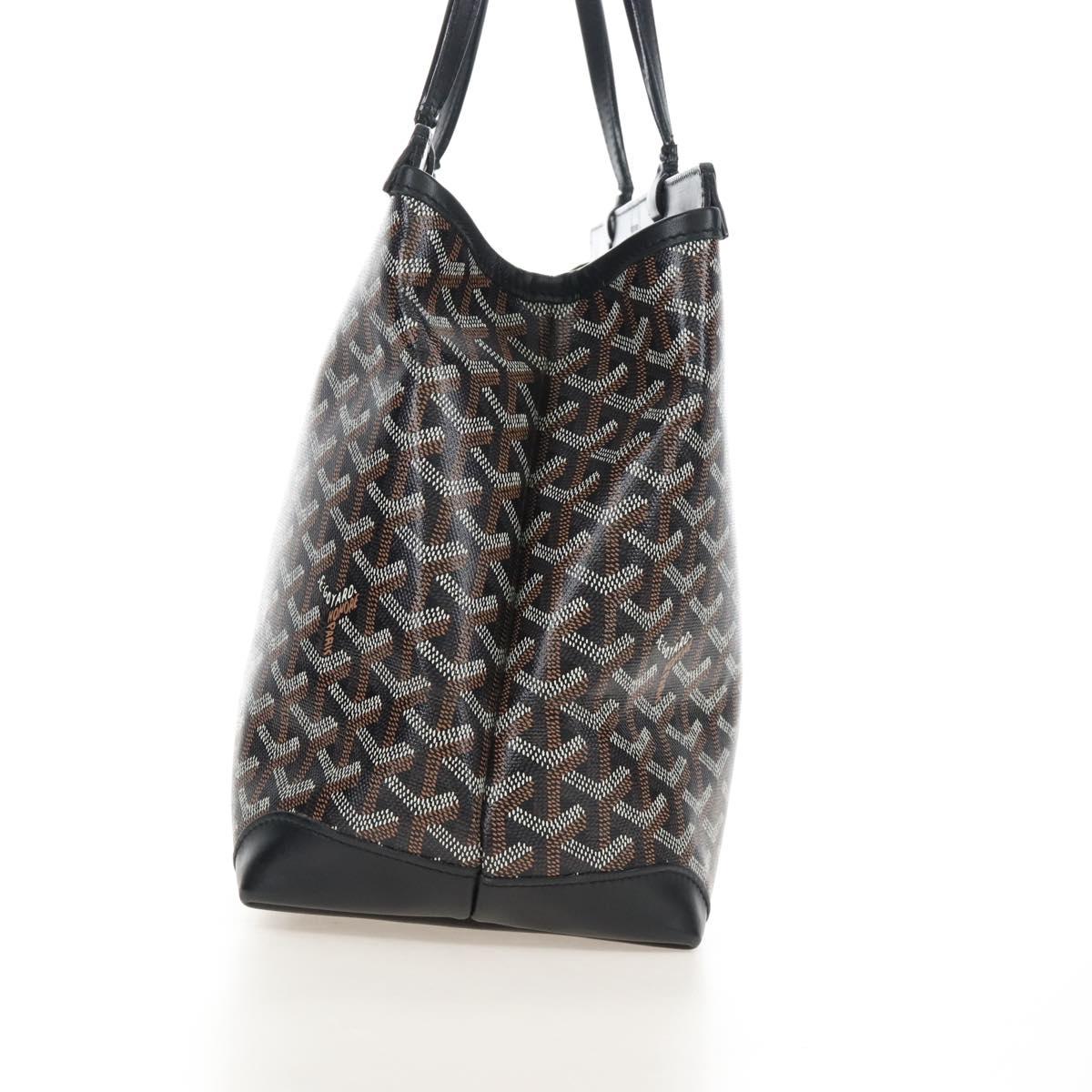 Goyard Herringbone Belcious PM Tote Bag PVC Black Auth 212604V