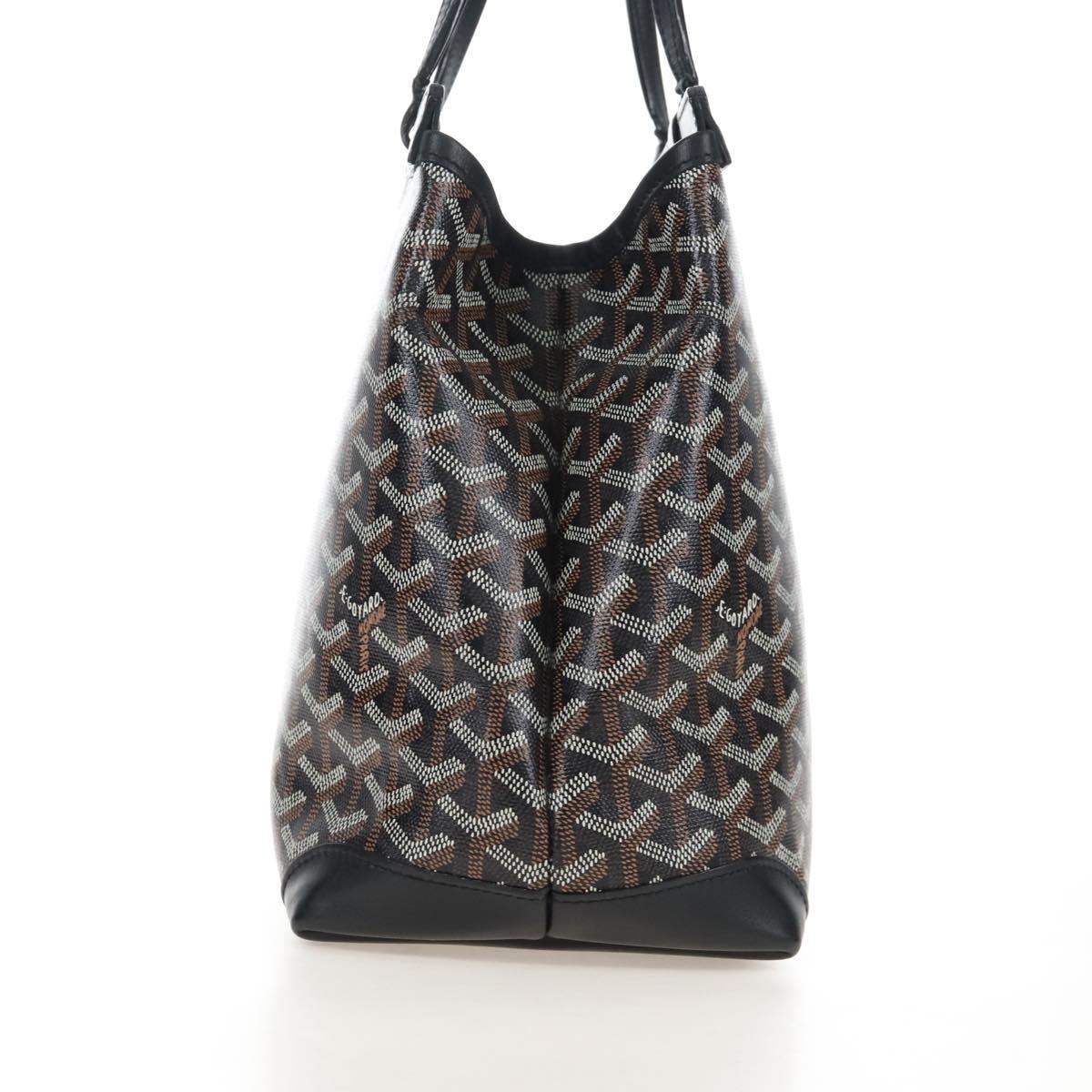 Goyard Herringbone Belcious PM Tote Bag PVC Black Auth 212604V