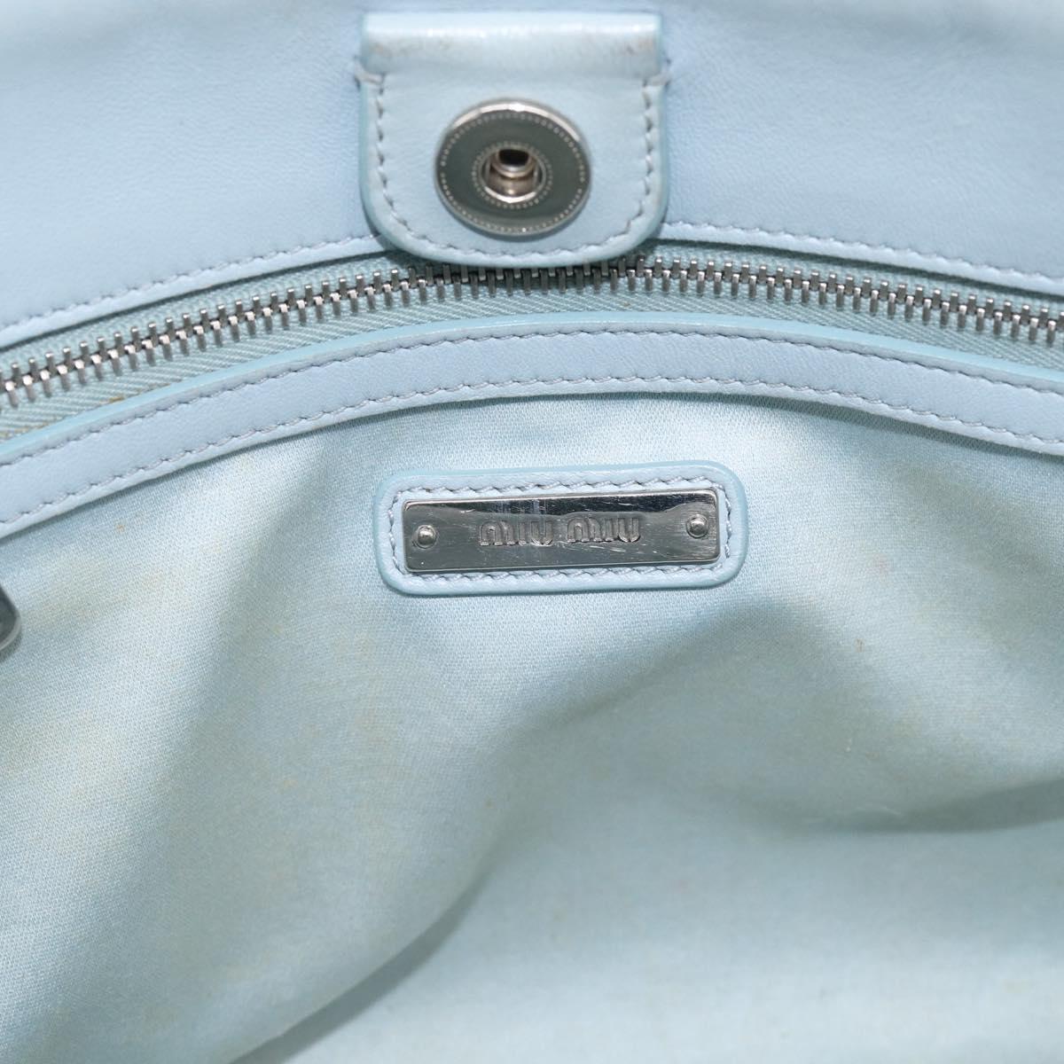 Miu Miu Matelasse Hand Bag Leather 2way Light Blue Silver Auth 212701A