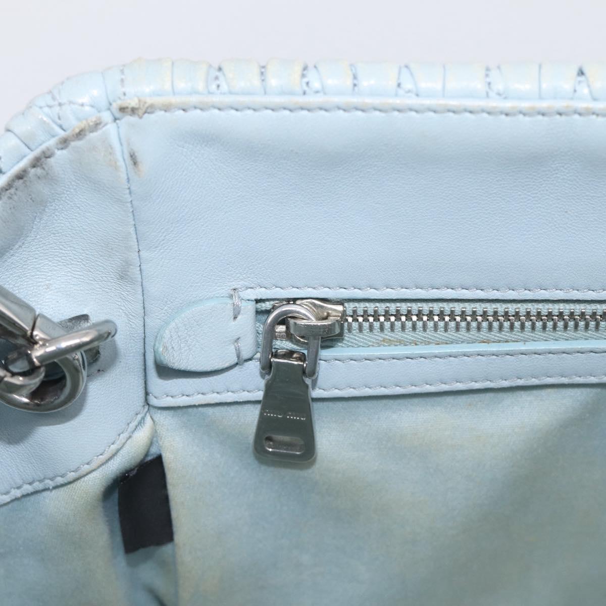Miu Miu Matelasse Hand Bag Leather 2way Light Blue Silver Auth 212701A