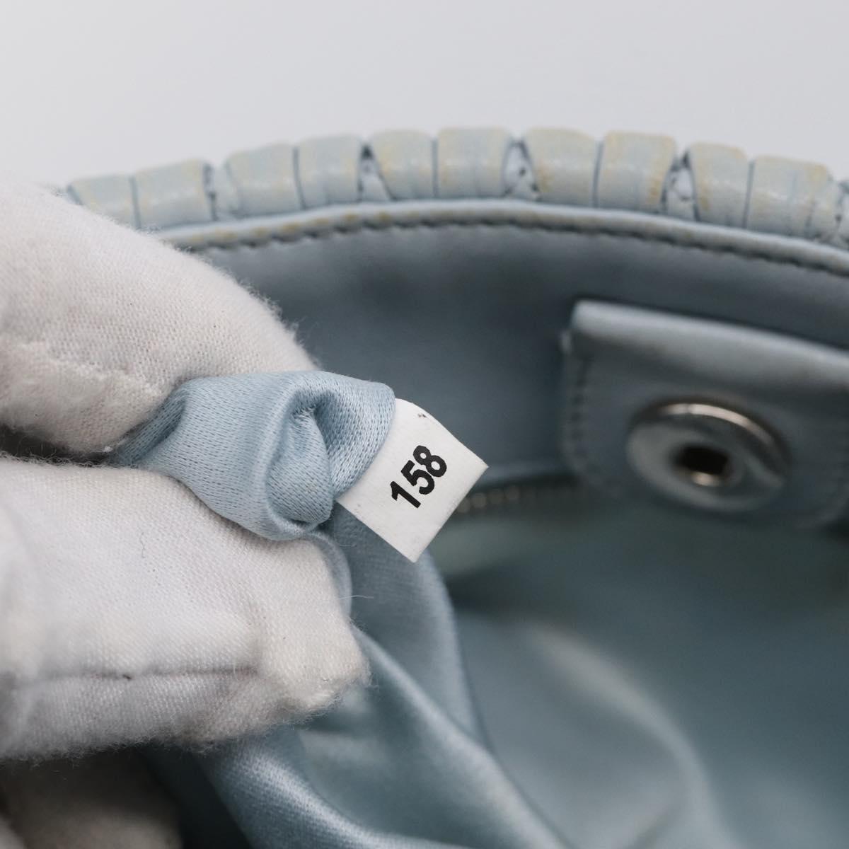 Miu Miu Matelasse Hand Bag Leather 2way Light Blue Silver Auth 212701A