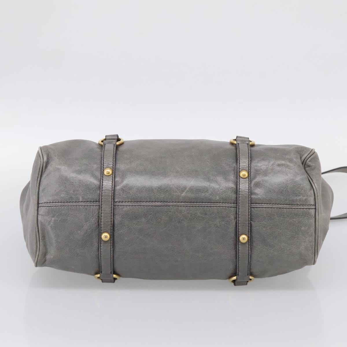 Miu Miu Hand Bag Leather 2way Gray Gold Auth 212702V