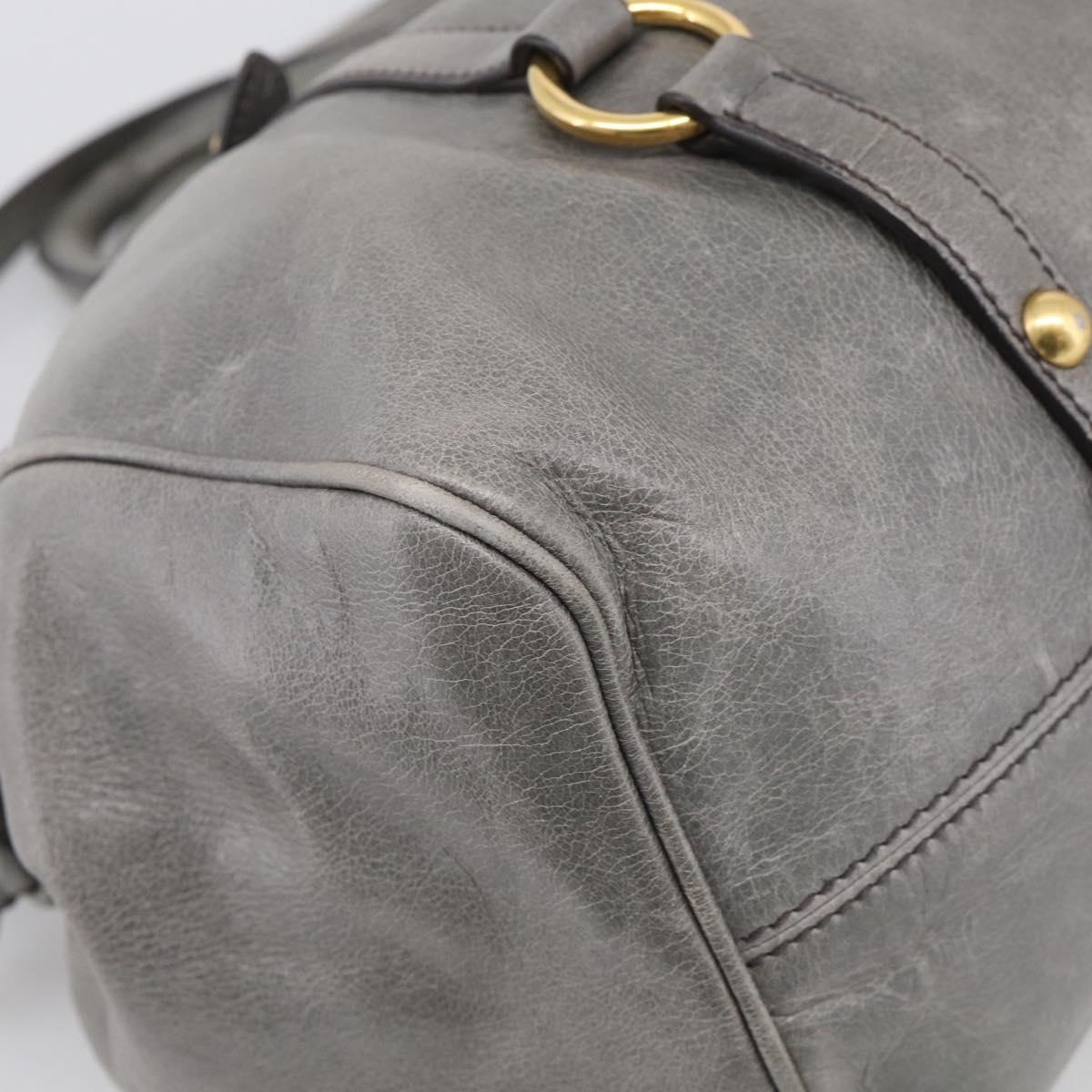 Miu Miu Hand Bag Leather 2way Gray Gold Auth 212702V