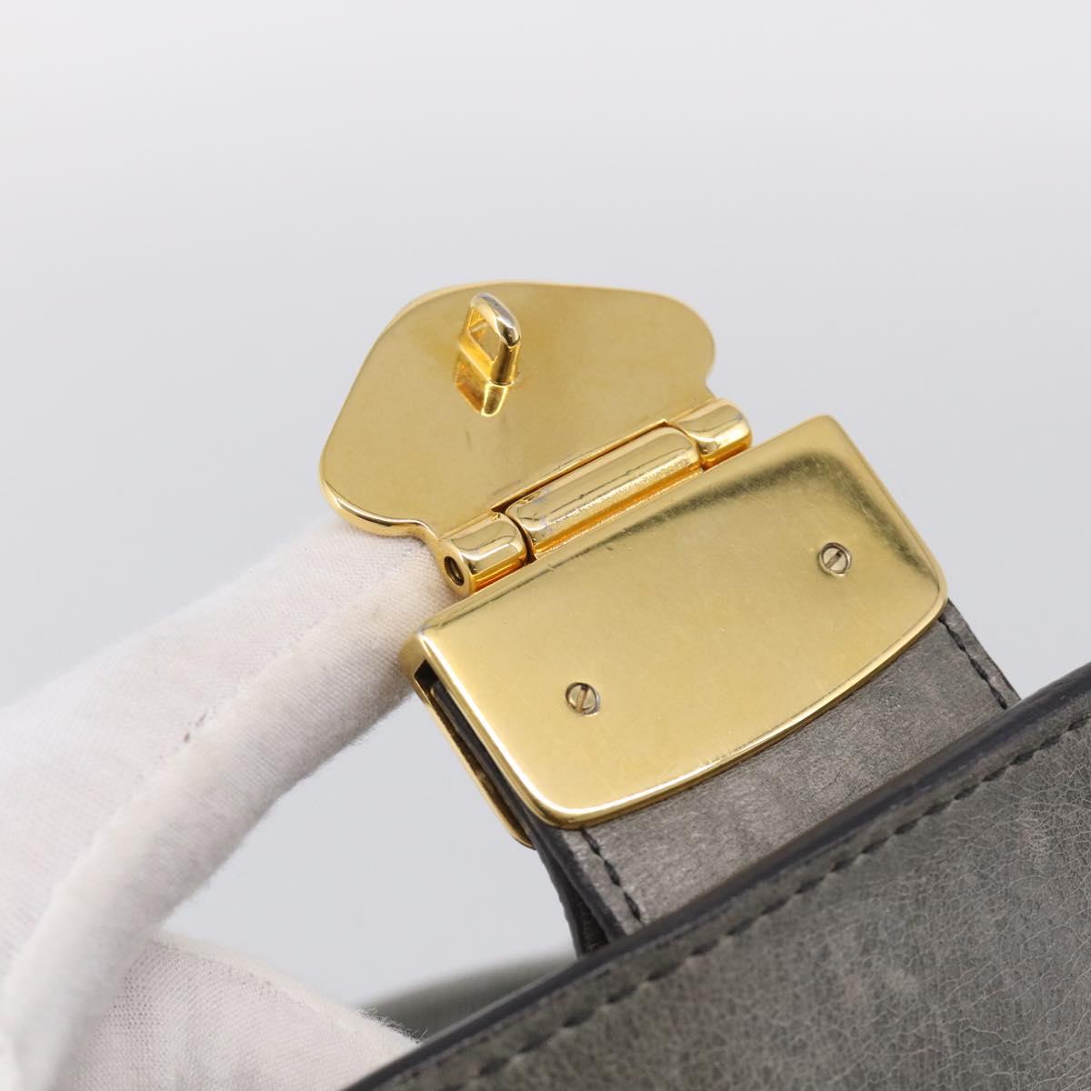 Miu Miu Hand Bag Leather 2way Gray Gold Auth 212702V