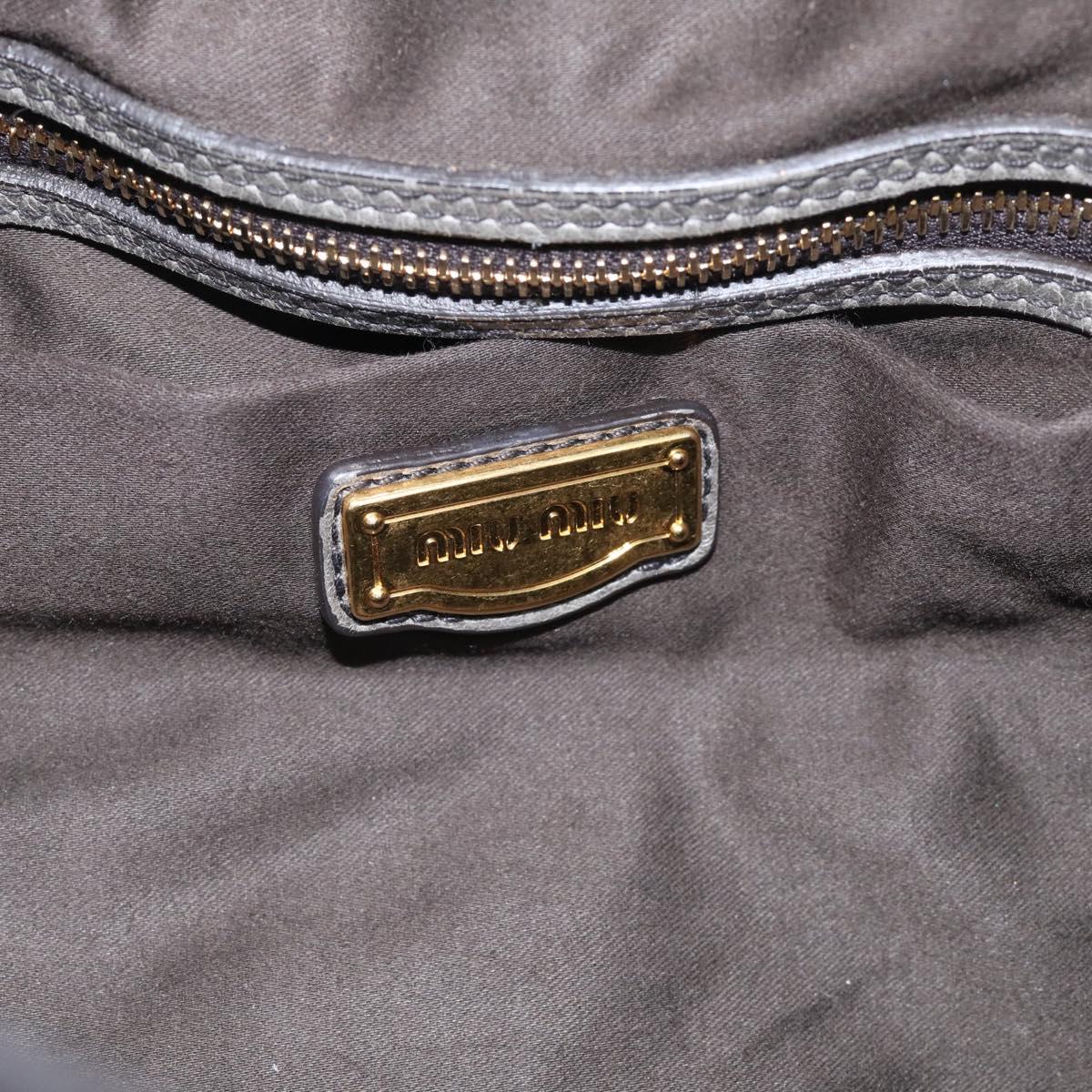 Miu Miu Hand Bag Leather 2way Gray Gold Auth 212702V