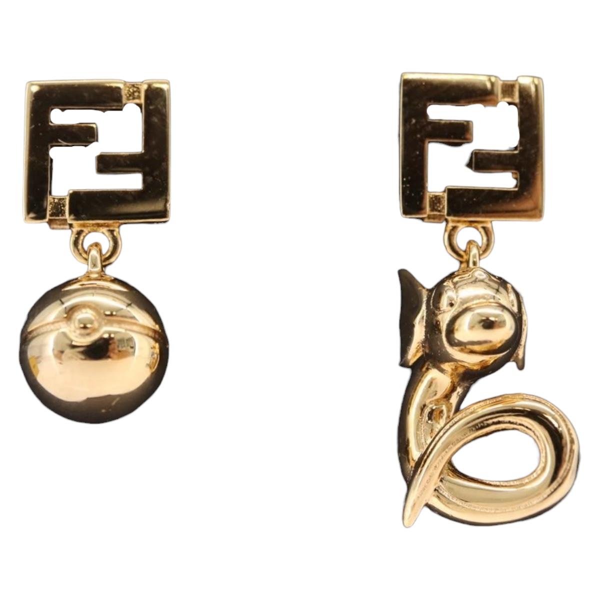FENDI x FRGMT x POKÉMON Mini Lew Pierce Gold TI4223 Auth 212703SM