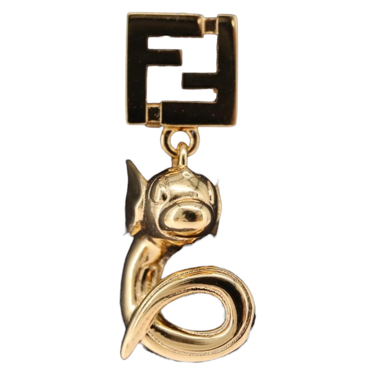 FENDI x FRGMT x POKÉMON Mini Lew Pierce Gold TI4223 Auth 212703SM
