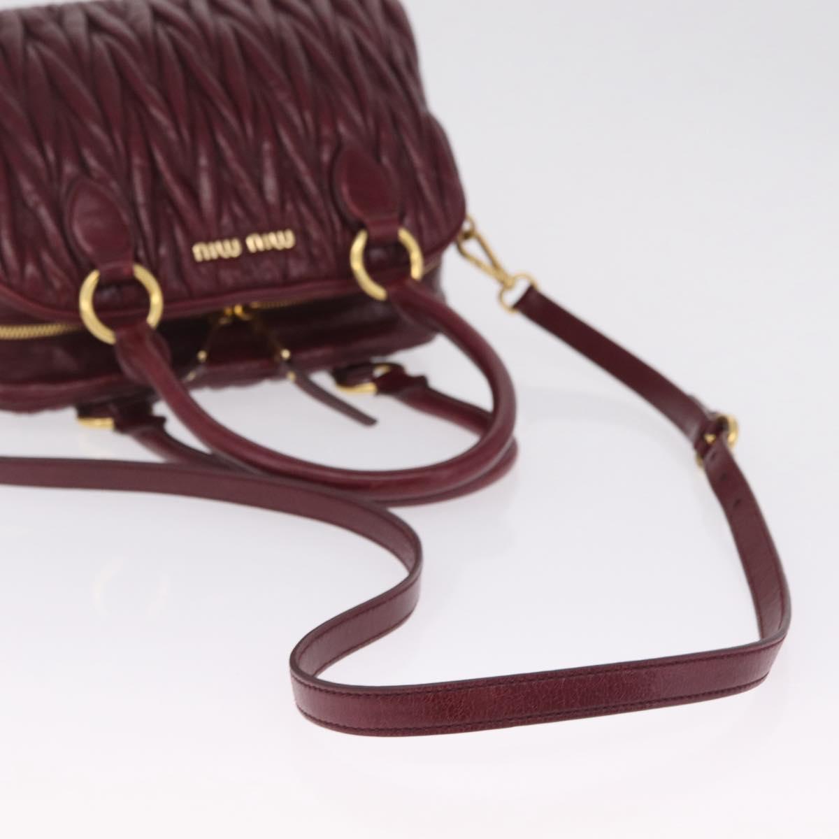 Miu Miu Matelasse Hand Bag Leather 2way Red Gold Auth 212705M