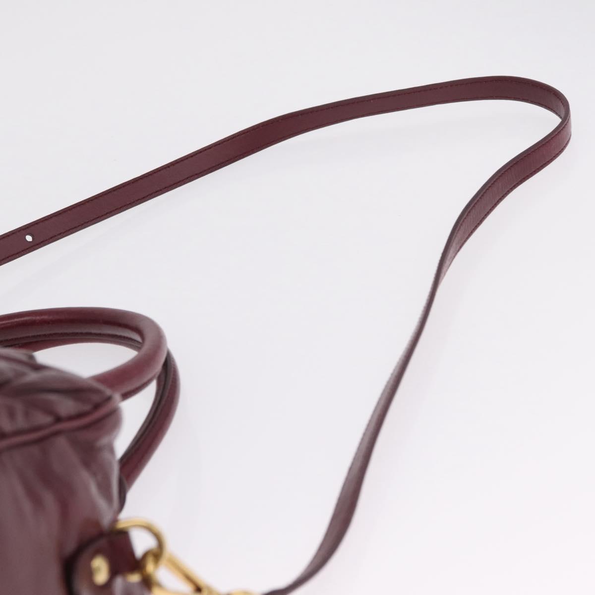 Miu Miu Matelasse Hand Bag Leather 2way Red Gold Auth 212705M