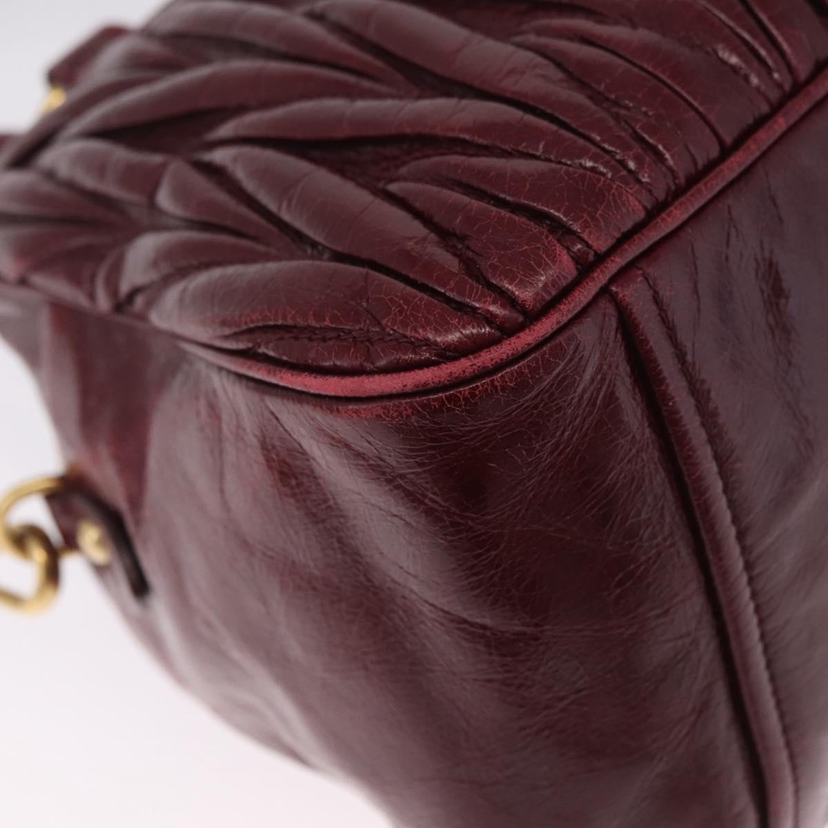 Miu Miu Matelasse Hand Bag Leather 2way Red Gold Auth 212705M