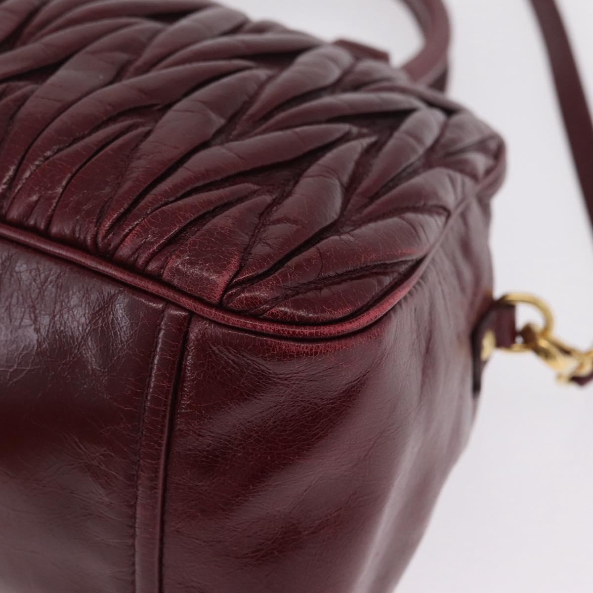 Miu Miu Matelasse Hand Bag Leather 2way Red Gold Auth 212705M