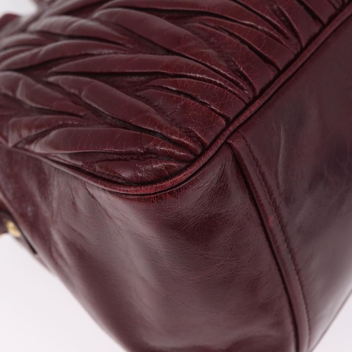Miu Miu Matelasse Hand Bag Leather 2way Red Gold Auth 212705M