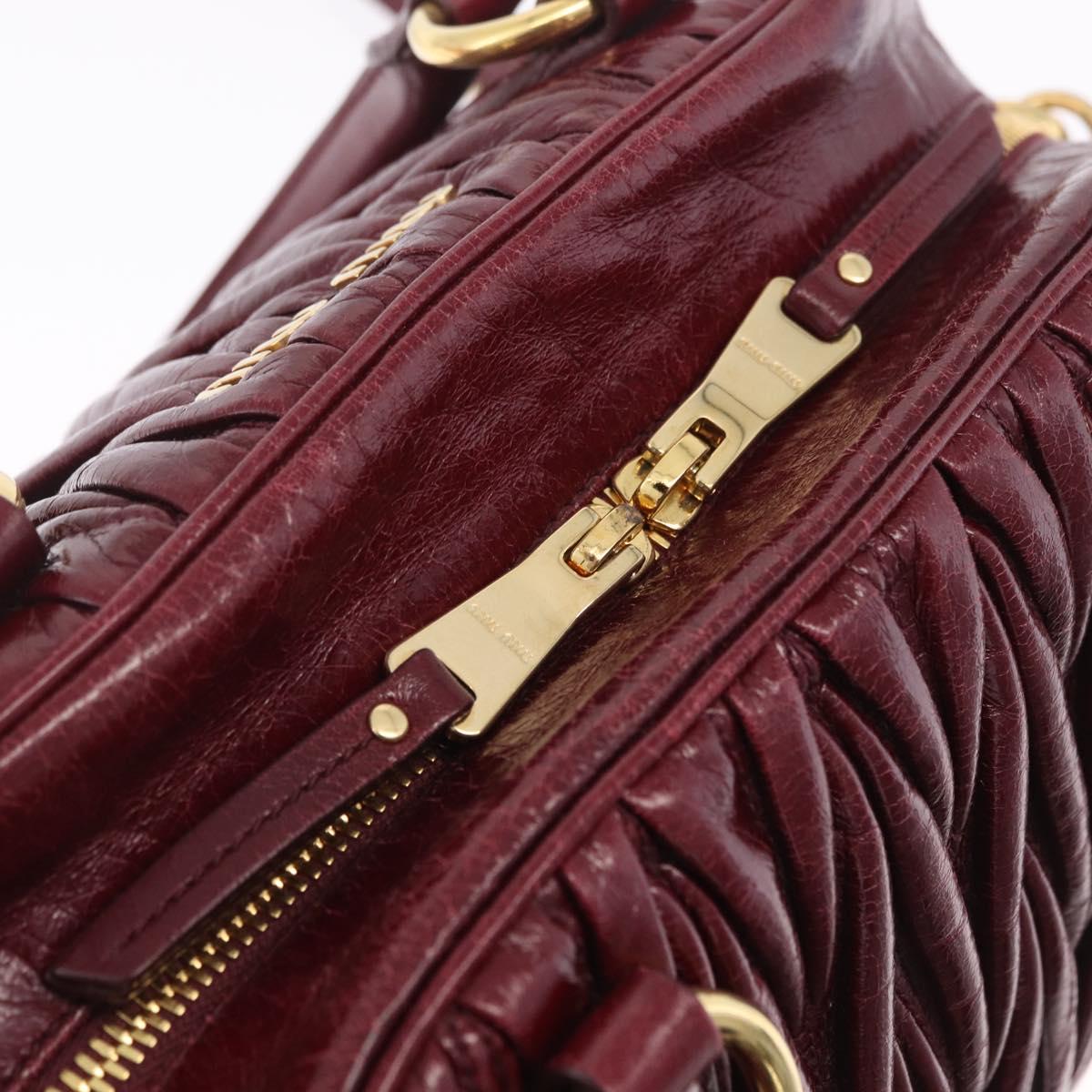 Miu Miu Matelasse Hand Bag Leather 2way Red Gold Auth 212705M