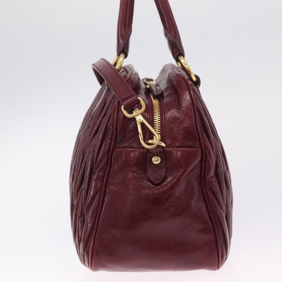 Miu Miu Matelasse Hand Bag Leather 2way Red Gold Auth 212705M