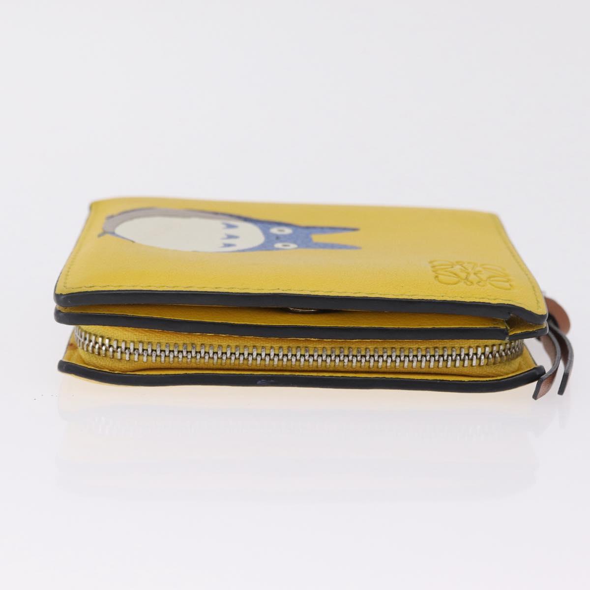 LOEWE x Studio Ghibli Medium Totoro Wallet Leather Yellow Silver Auth 212706M