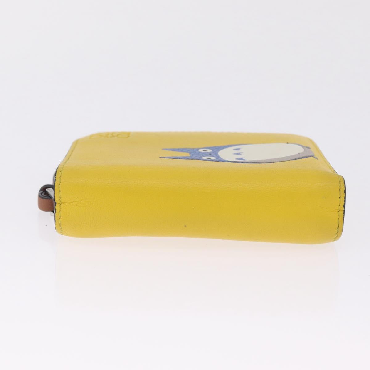 LOEWE x Studio Ghibli Medium Totoro Wallet Leather Yellow Silver Auth 212706M