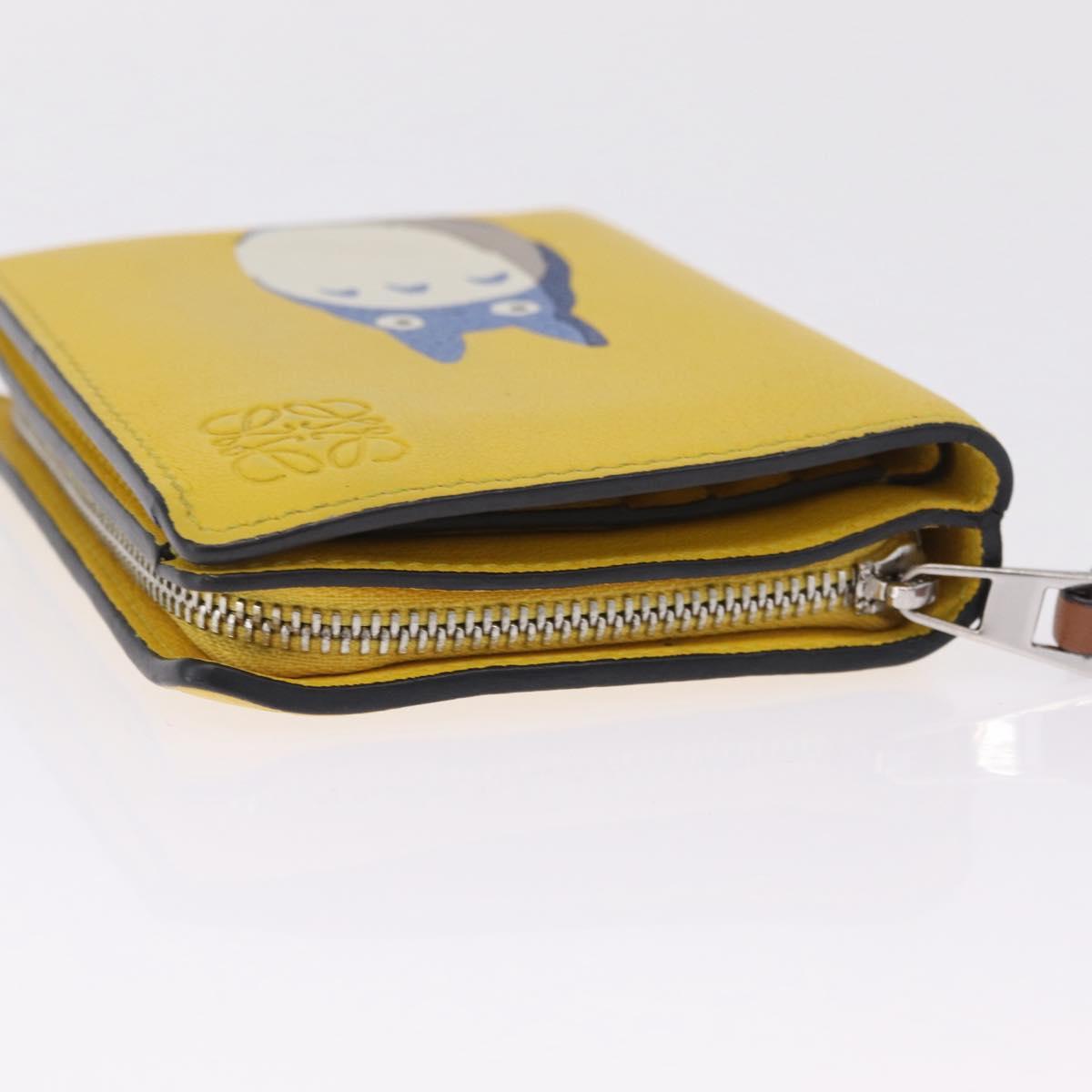 LOEWE x Studio Ghibli Medium Totoro Wallet Leather Yellow Silver Auth 212706M