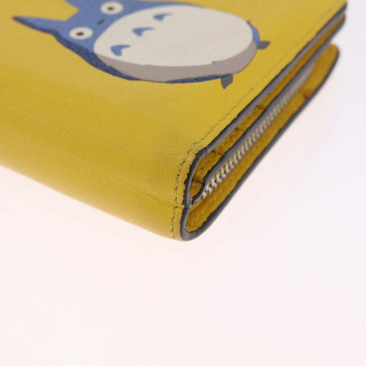 LOEWE x Studio Ghibli Medium Totoro Wallet Leather Yellow Silver Auth 212706M