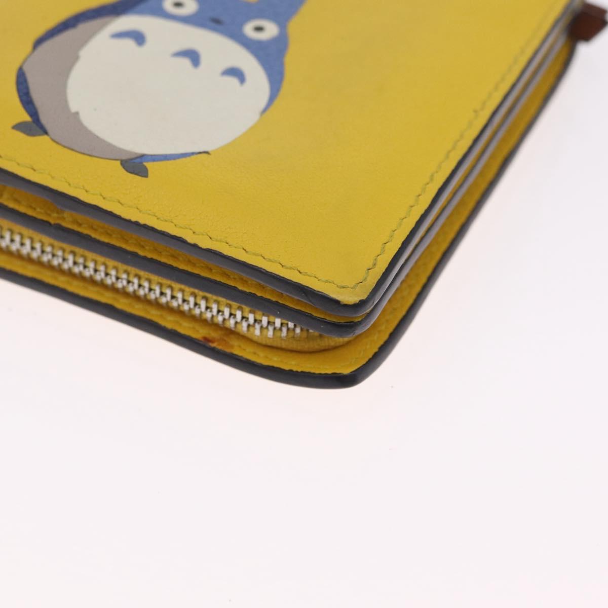 LOEWE x Studio Ghibli Medium Totoro Wallet Leather Yellow Silver Auth 212706M