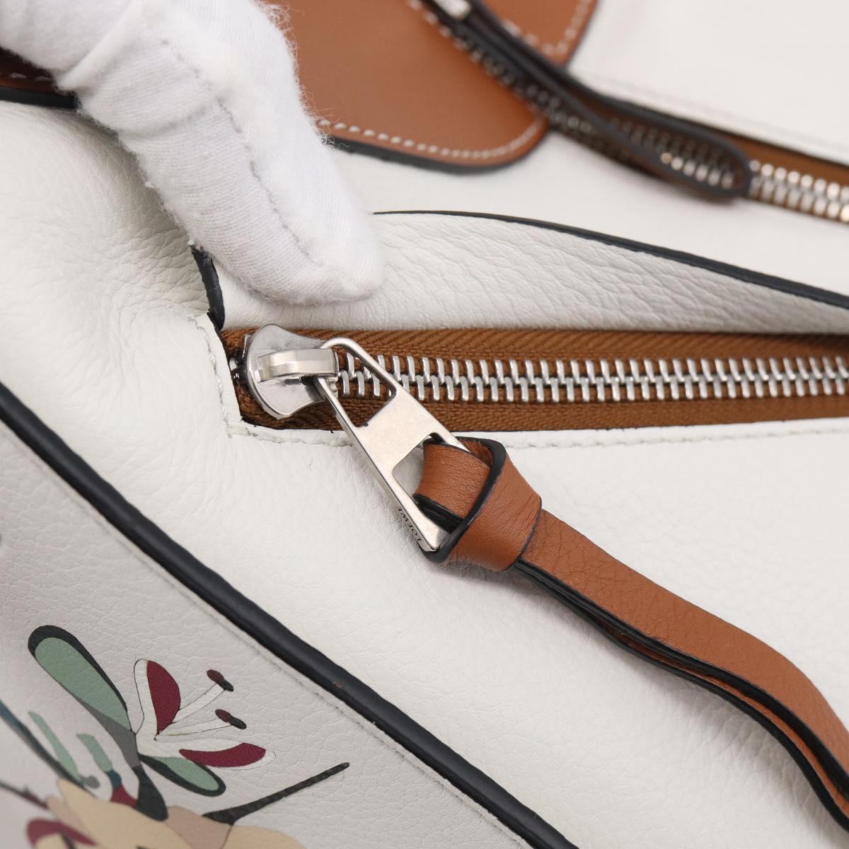 LOEWE Hammock Mini Hand Bag Leather 2way White Silver Auth 212709SM
