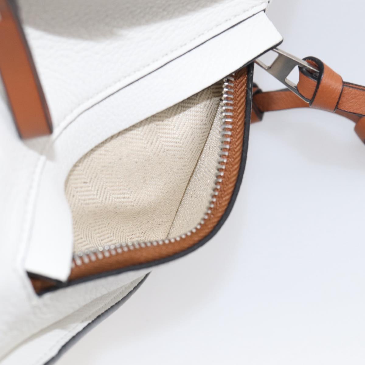 LOEWE Hammock Mini Hand Bag Leather 2way White Silver Auth 212709SM