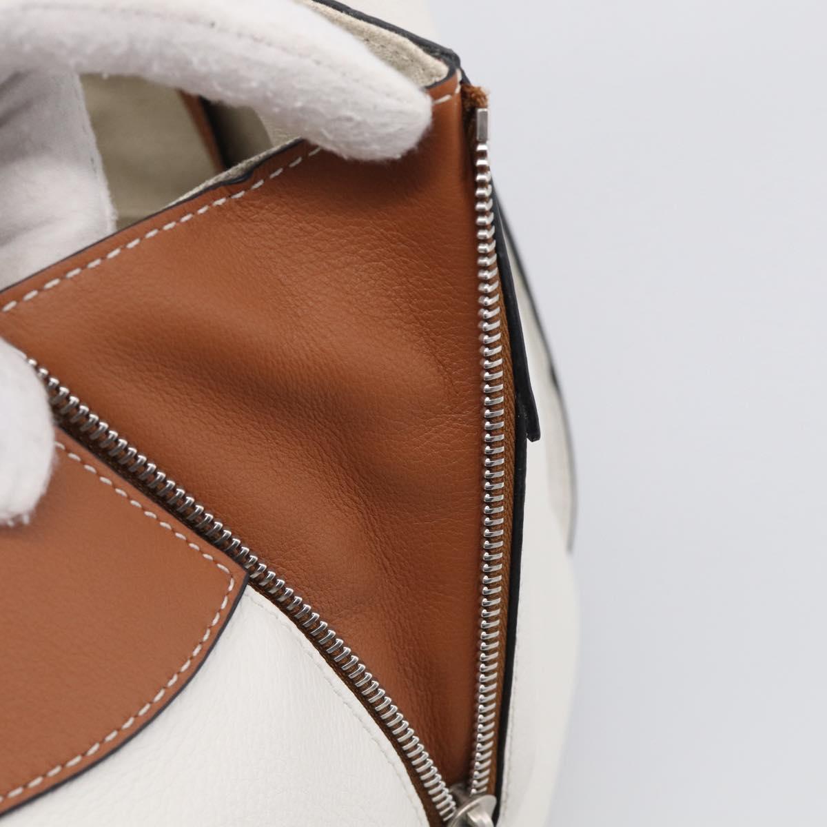 LOEWE Hammock Mini Hand Bag Leather 2way White Silver Auth 212709SM