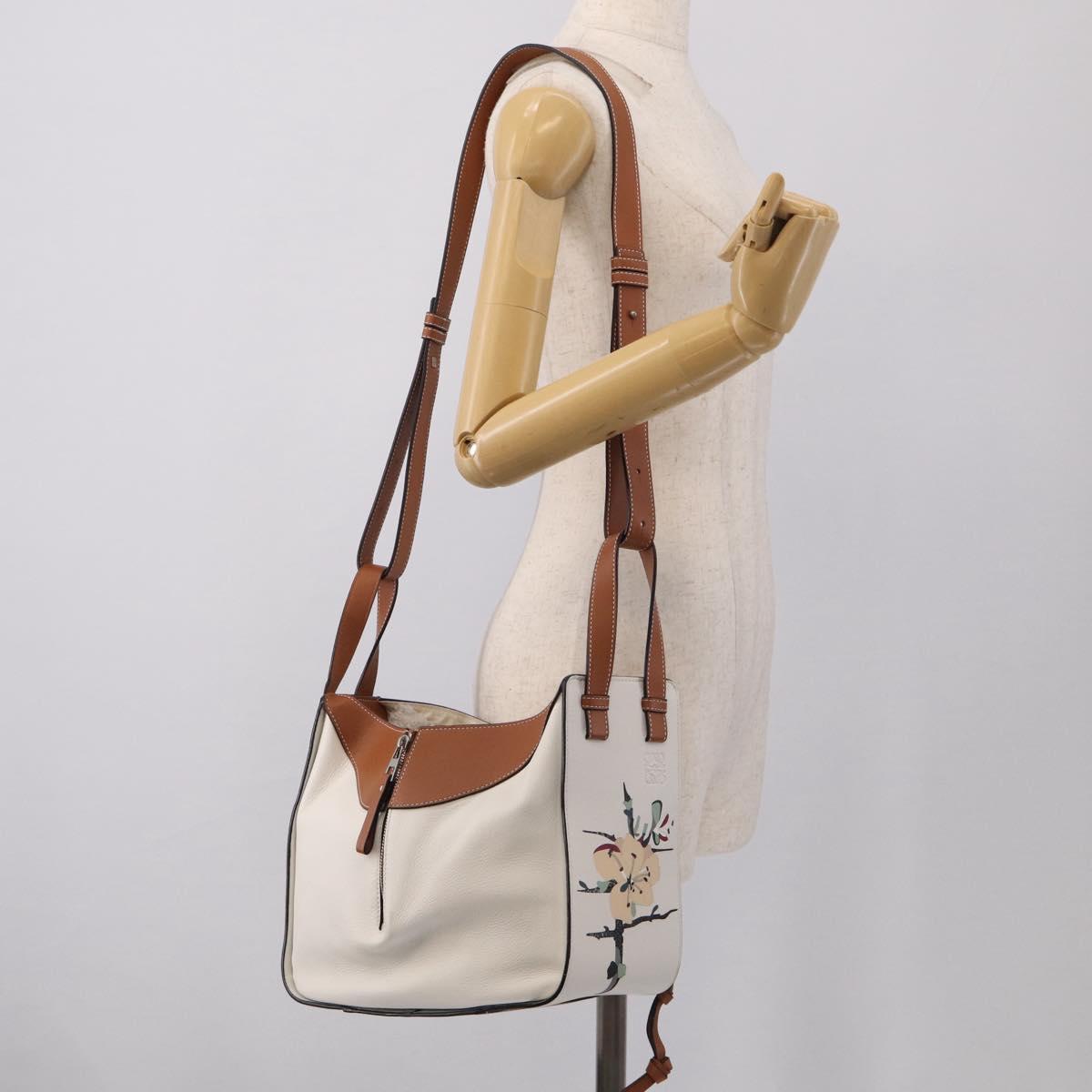 LOEWE Hammock Mini Hand Bag Leather 2way White Silver Auth 212709SM