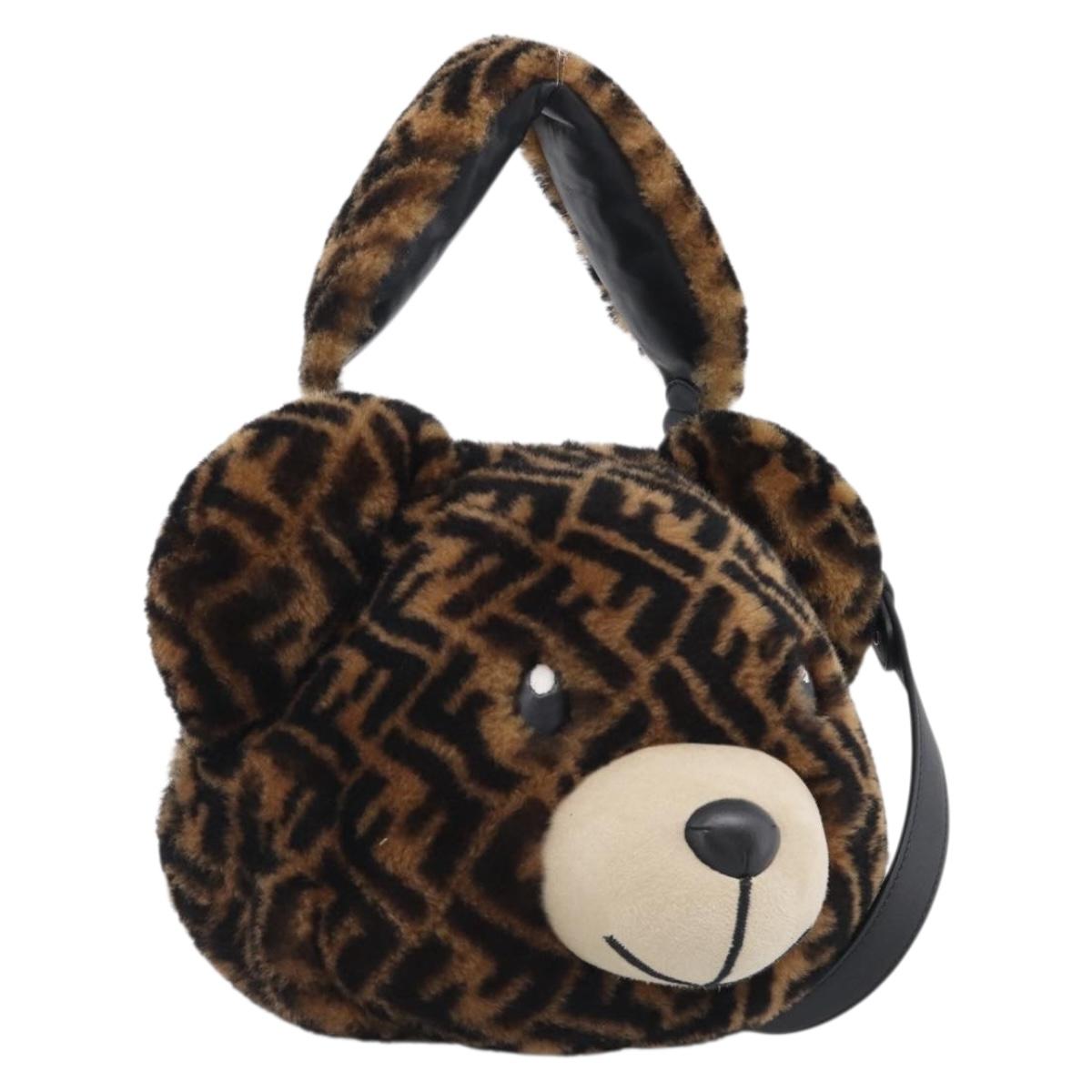 FENDI Zucca Canvas Hand Bag Bore 2way Black Brown Auth 212712SM