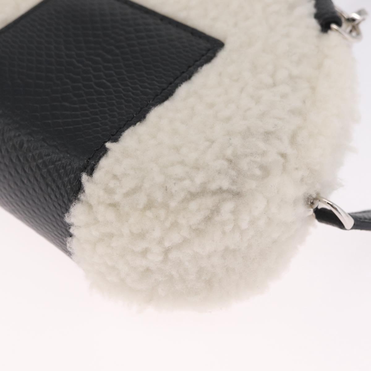 FENDI Rice Ball Shoulder Bag Mouton White Silver Auth 212713SM