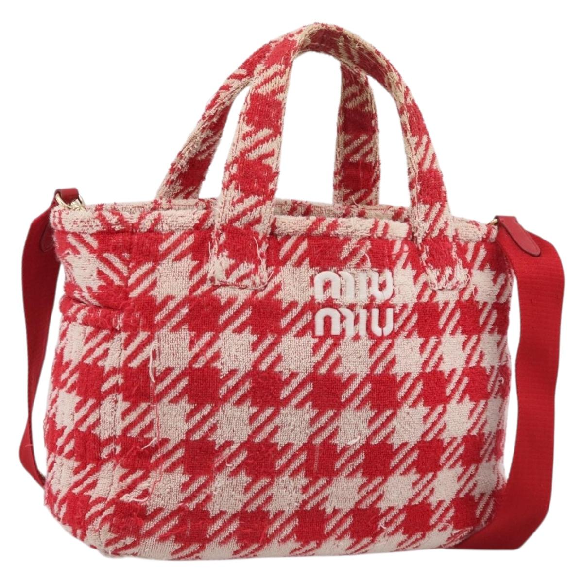 Miu Miu Hand Bag Pile 2way Red Gold Auth 212716