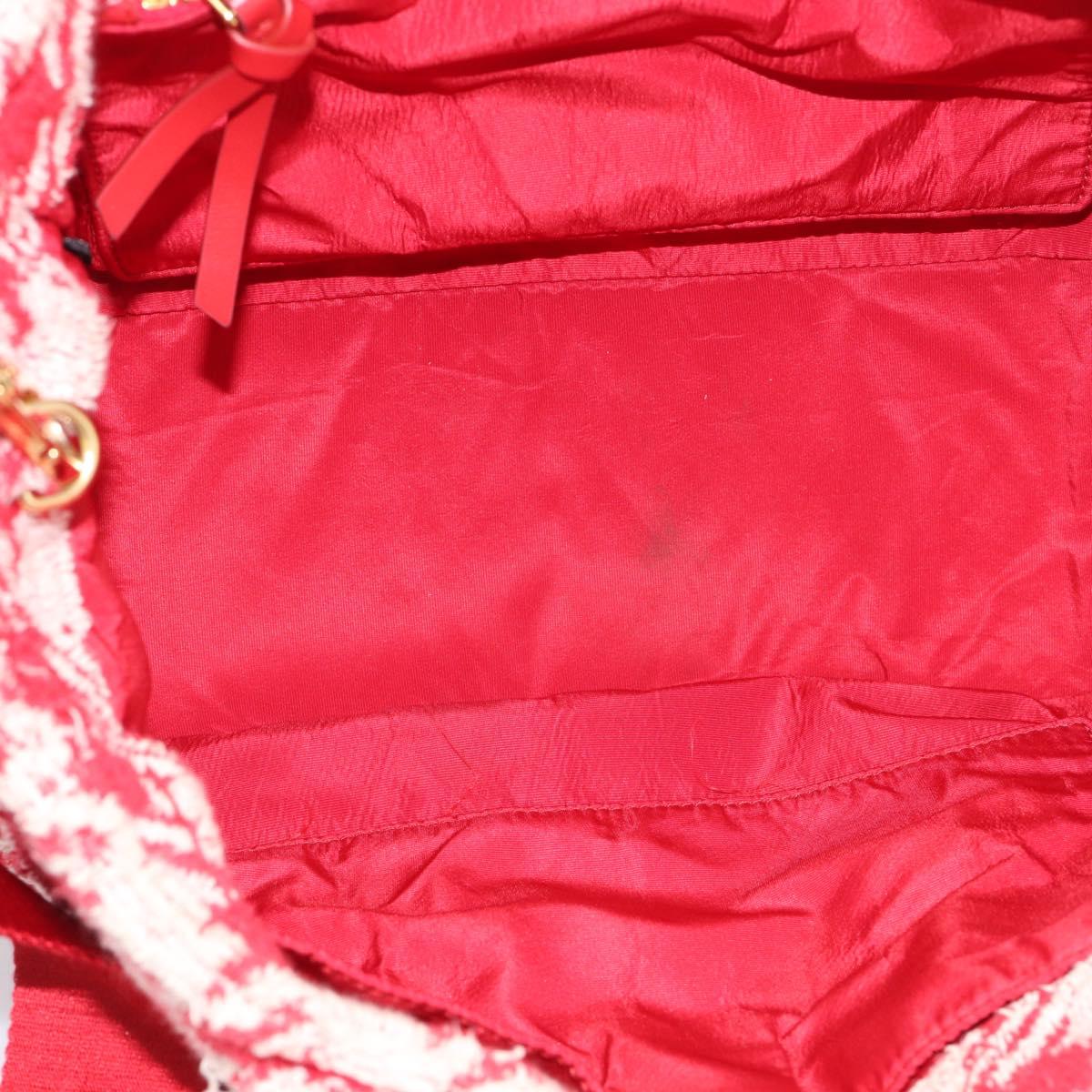 Miu Miu Hand Bag Pile 2way Red Gold Auth 212716