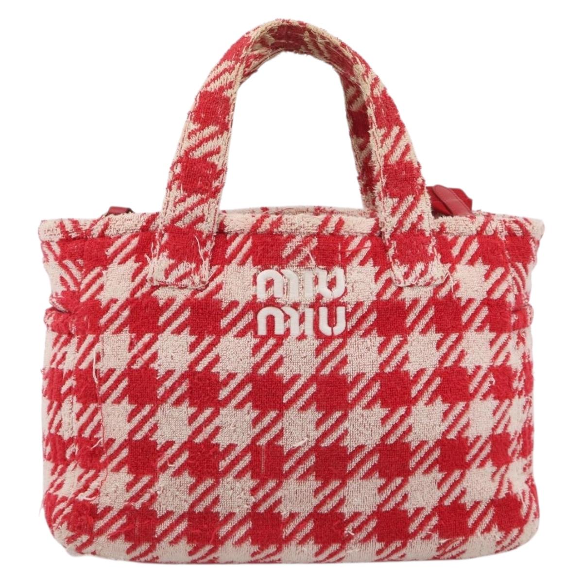 Miu Miu Hand Bag Pile 2way Red Gold Auth 212716