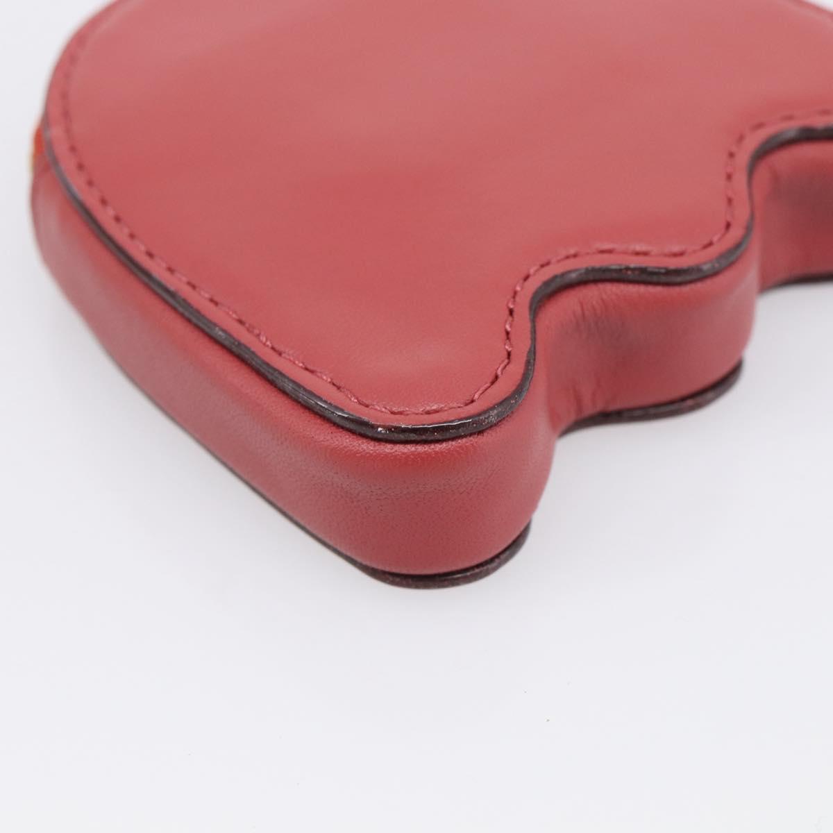 Coach x PAC MAN Coin Purse Leather Red Gold Auth 212718M