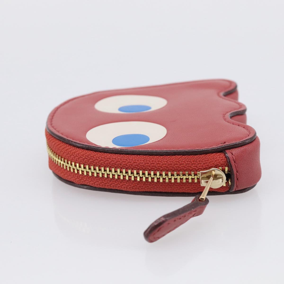 Coach x PAC MAN Coin Purse Leather Red Gold Auth 212718M