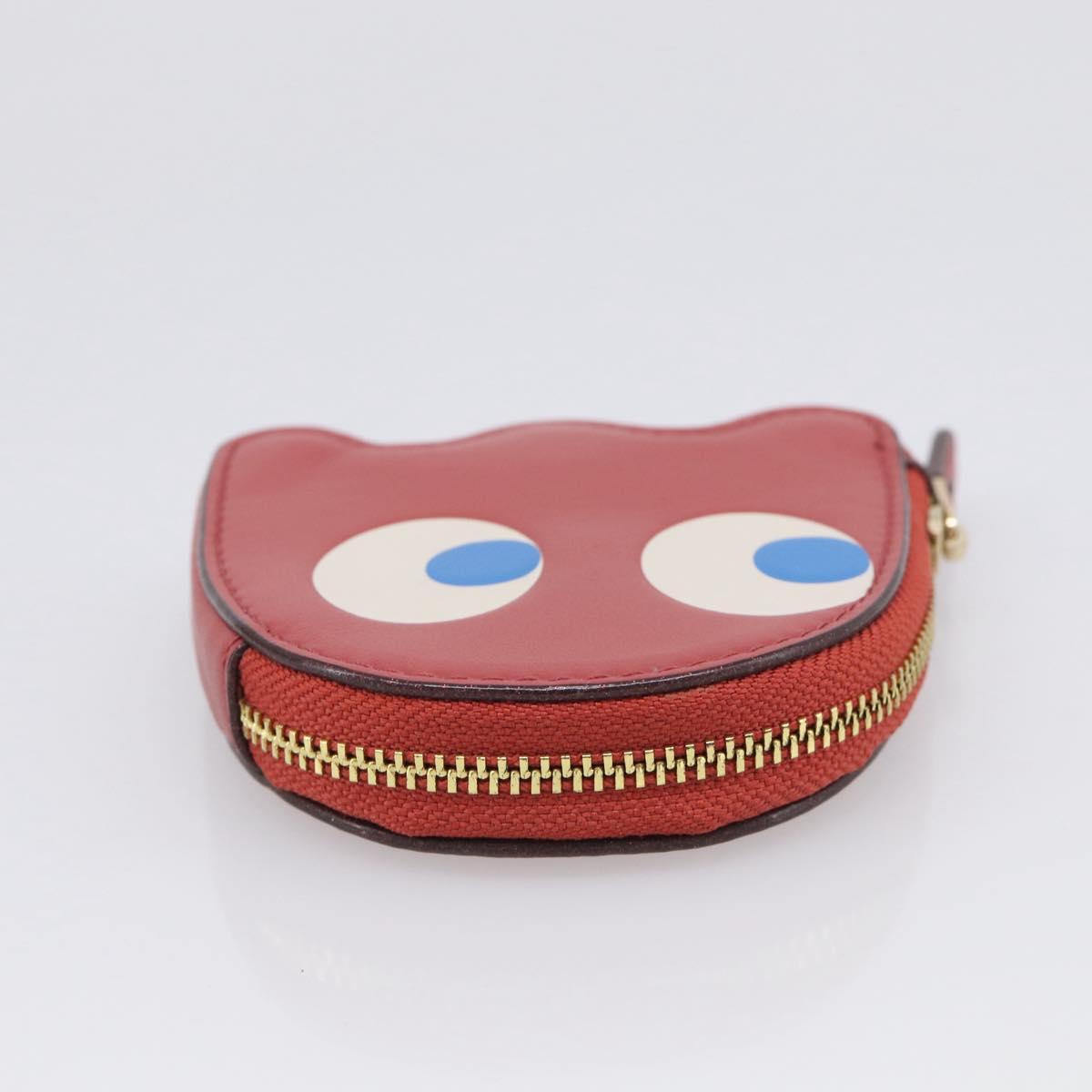 Coach x PAC MAN Coin Purse Leather Red Gold Auth 212718M