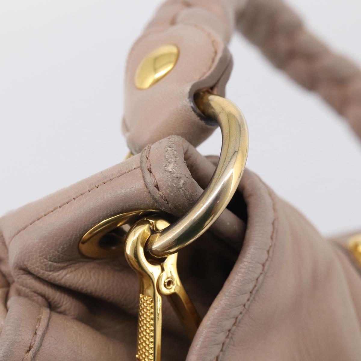 Miu Miu Matelasse Hand Bag Leather 2way Pink Gold Auth 212719A
