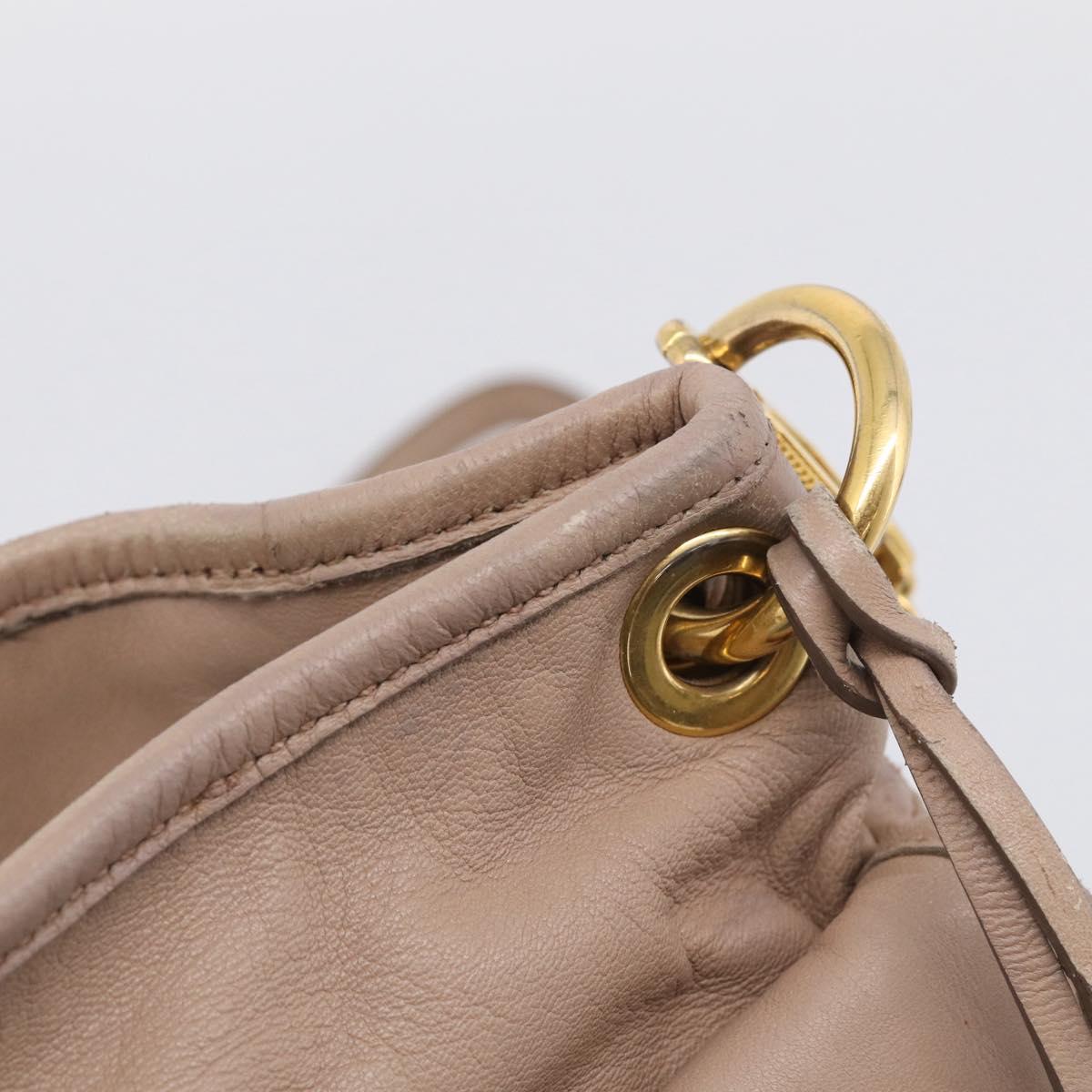 Miu Miu Matelasse Hand Bag Leather 2way Pink Gold Auth 212719A