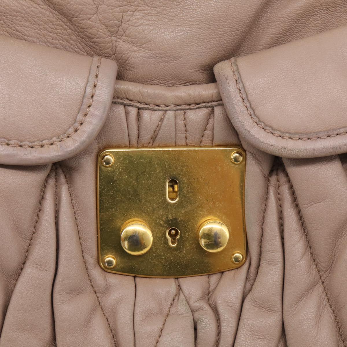 Miu Miu Matelasse Hand Bag Leather 2way Pink Gold Auth 212719A