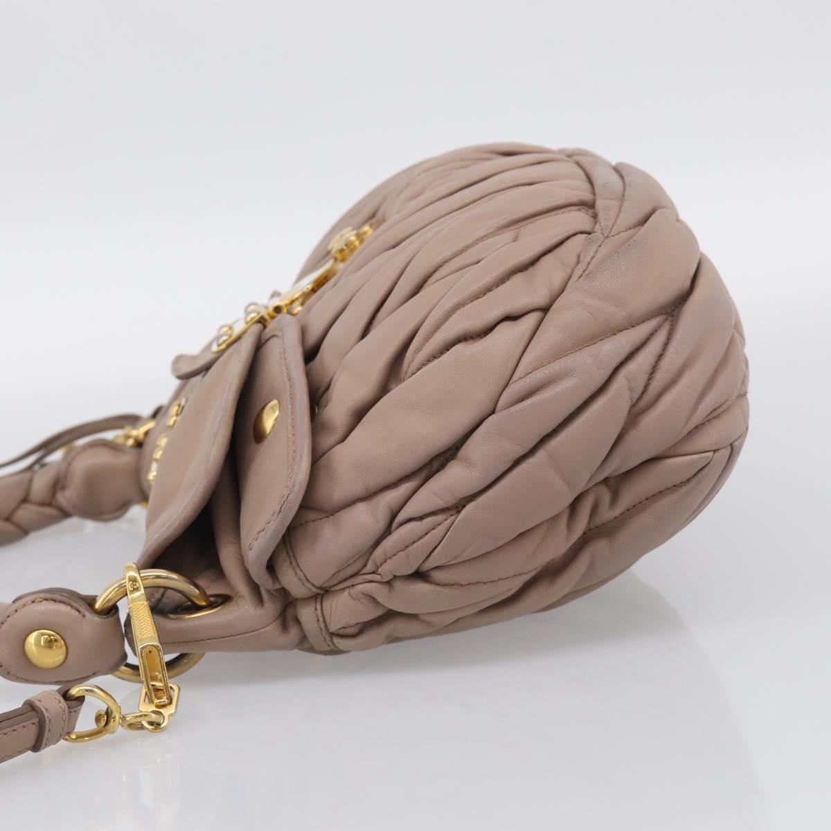 Miu Miu Matelasse Hand Bag Leather 2way Pink Gold Auth 212719A