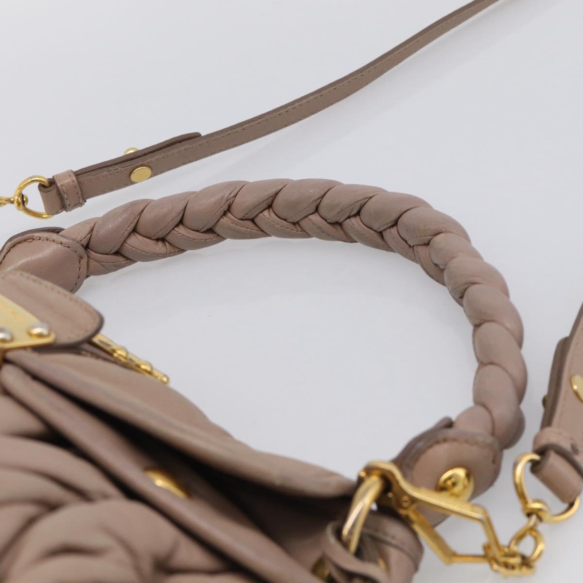 Miu Miu Matelasse Hand Bag Leather 2way Pink Gold Auth 212719A