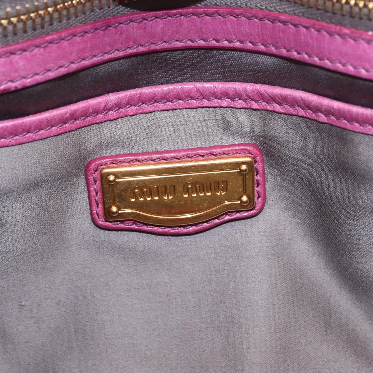 Miu Miu Hand Bag Leather 2way Pink Gold Auth 212720M