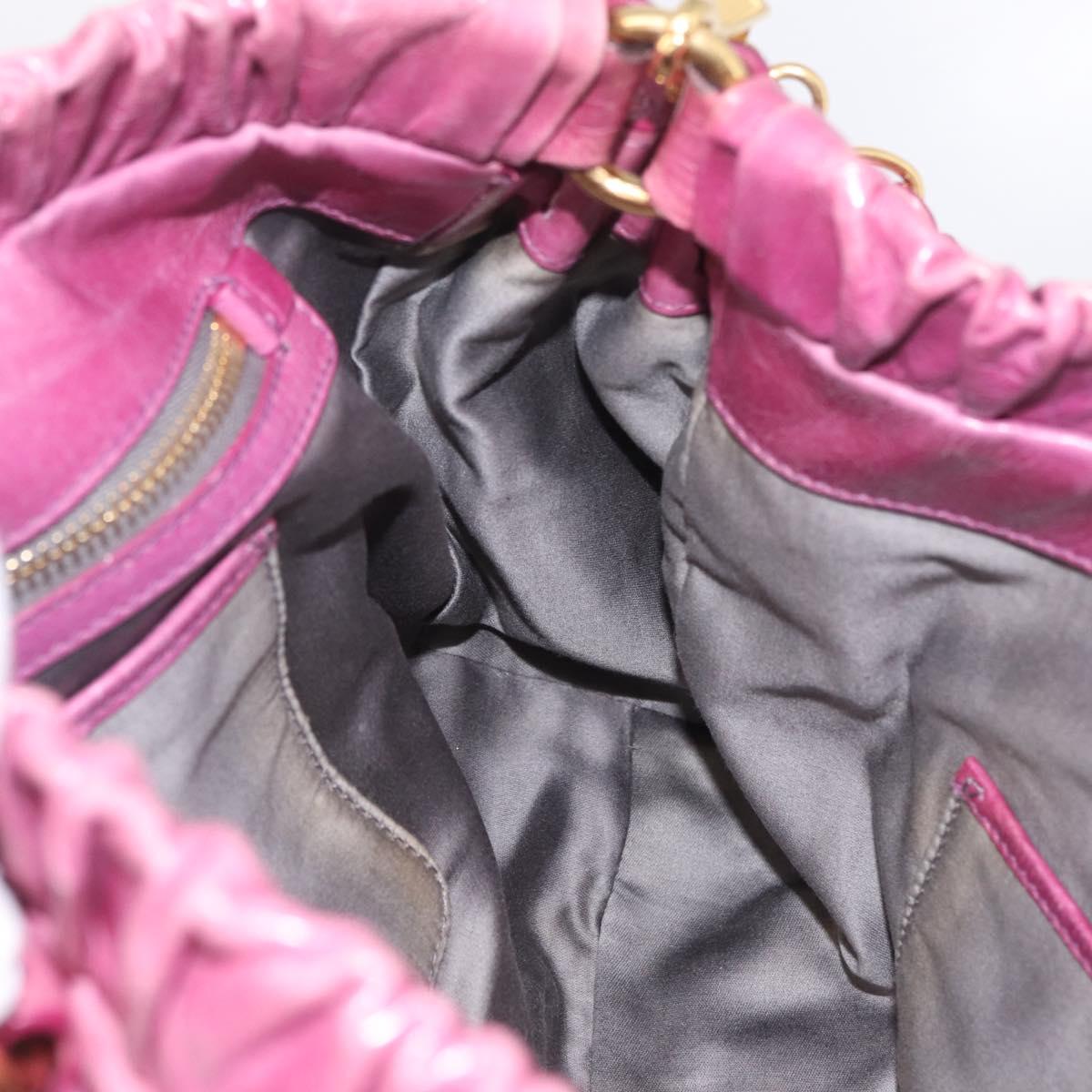 Miu Miu Hand Bag Leather 2way Pink Gold Auth 212720M