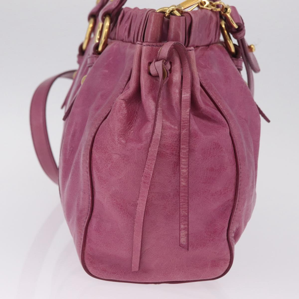 Miu Miu Hand Bag Leather 2way Pink Gold Auth 212720M