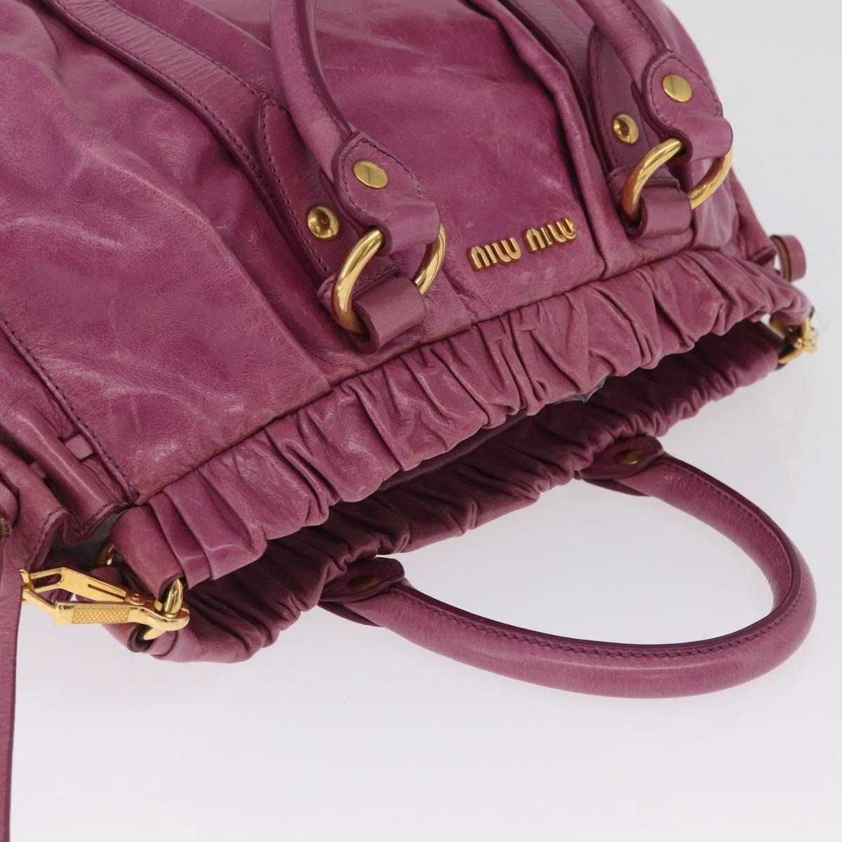 Miu Miu Hand Bag Leather 2way Pink Gold Auth 212720M