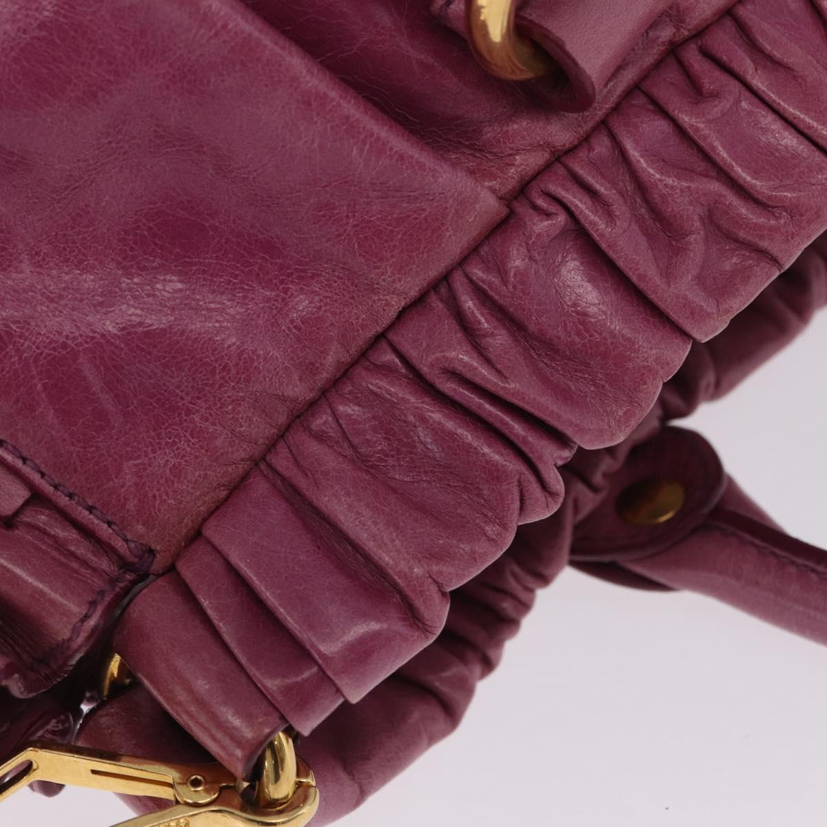 Miu Miu Hand Bag Leather 2way Pink Gold Auth 212720M